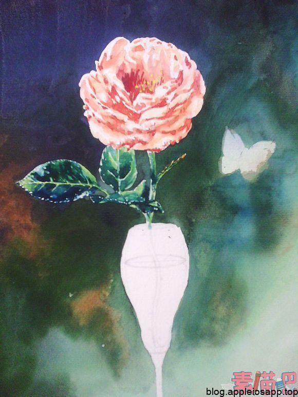 水彩临摹油画玫瑰静物绘画步骤过程